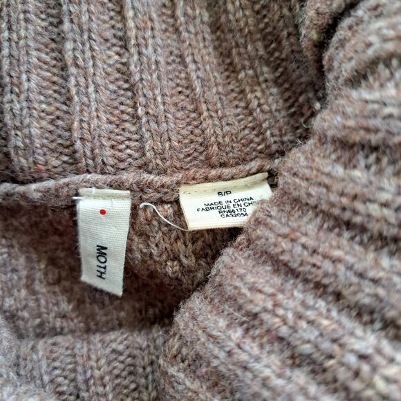 Anthropologie Moth Brown Turtleneck Cowl Wool Sweater Small Crochet Boho - Picture 6 of 11